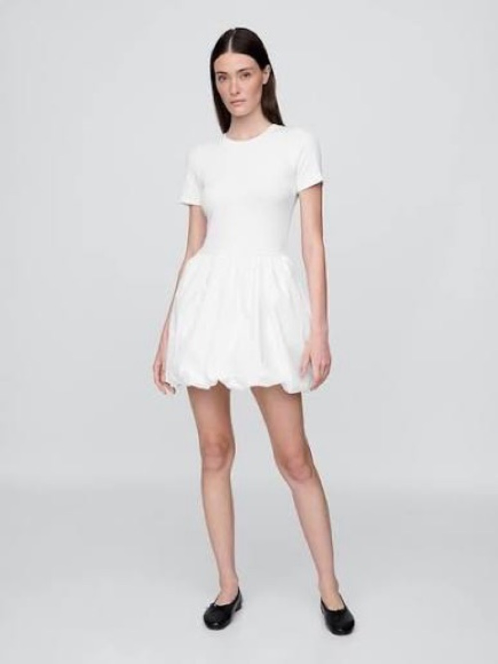 🤍 BNWT GAP Modern Mixed Media Bubble Mini Dress (Size Medium)